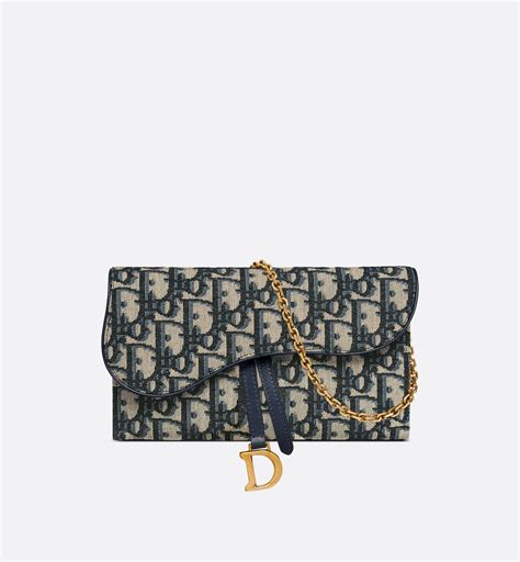 dior saddle chain wallet